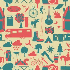 Camping outdoors hiking seamless Pattern N3