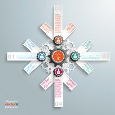 4 White Arrows Gears Cross Businessmen