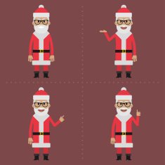Santa Claus indicates in different poses