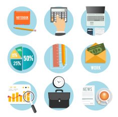 Business office and marketing items icons N33