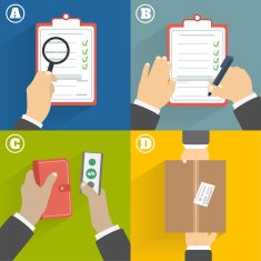 Set of hands clients purchasing N7