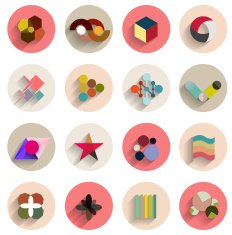 Geometrical flat long shadow infographic designs