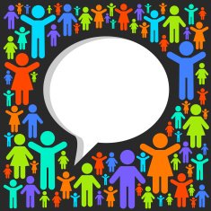 Speech cloud on the background of people icons