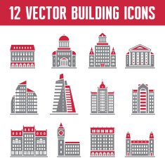 Vector Building Icons Set - Real Estate Signs Collection