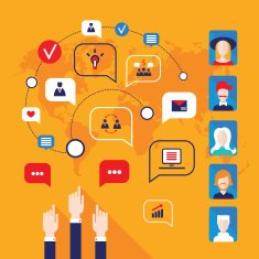 Hands pointing on people avatars and business icons for web N2