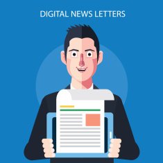Flat character of digital news letters concept illustrations