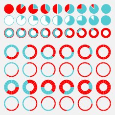 Set of brightly colored pie charts N2