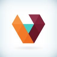 Modern letter V icon flat design element template