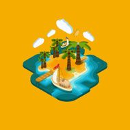 Flat landscape isometric concept Ð° desert islan