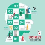 Business board game concept infographic step to successful head