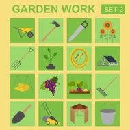 Garden work icon set Working tools N9