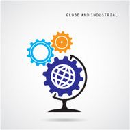 Creative gear abstract vector logo design and globe sign N2