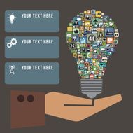 Infographics of light bulb with Social media icons in hand N2