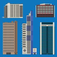 Buildings set with skyscrapers and hotels N2