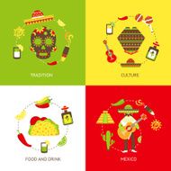 Mexico flat icons set N3