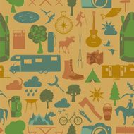 Camping outdoors hiking seamless Pattern N4