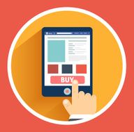 Business concept of flat design smartphone with hand N3