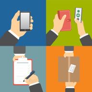 Set of hands clients purchasing N8
