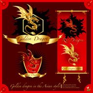 Golden Dragon on a red background infographic N5