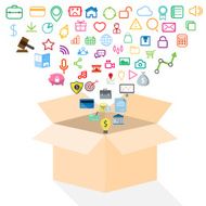 Open box of application icon concept Vector illustration