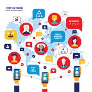 Social network concept People avatars mobile smart phones icons