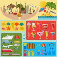 Travel Vacations Beach resort set icons Elements for creating N4
