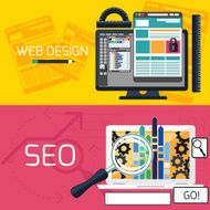 SEO optimization and web design banners
