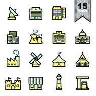 Building and Landmark Line icons set N2