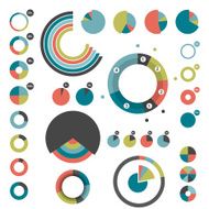 Set of round charts Various color pie graph N2