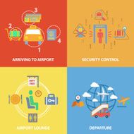 Airport icon flat composition
