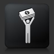 Black Square Button with Holding Big Bucks Icon N2