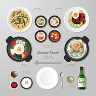 Infographic Korea foods business flat lay idea