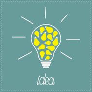 Big yellow bulb with small bulbs inside Idea concept Flat N2