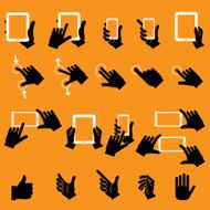 Hand Touching Mobile Phone and Digital Tablet vector EPS10