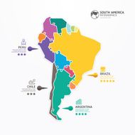 South america Map Infographic Template jigsaw concept banner ve N2