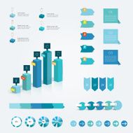 Set of blue infographic elements Vector design