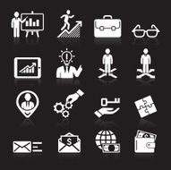 Business icons management and human resources white icons N5