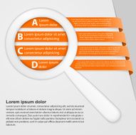 Abstract ribbons infographic with a magnifying glass