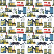 Plants and factories vector seamless pattern background N2