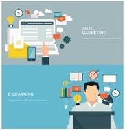 Flat design concepts for email marketing and e-learning N2