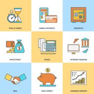 Modern financial line icons