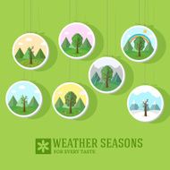 season icon set of nature tree background Tamplate for web N2