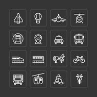 Vector flat icons set transportation outline concept N2