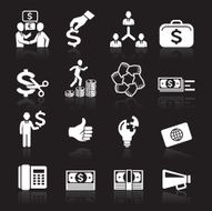 Business icons management and human resources white icons N6