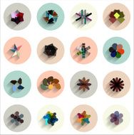Flat long shadow geometrical icons