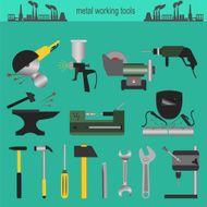 Set of metallurgy icons metal working tools steel profiles for N5