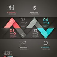 Abstract origami arrow infographics template