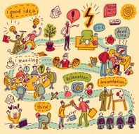 Color doodles people in office N2