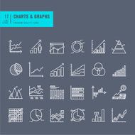 Set of thin line web icons charts and diagrams N2