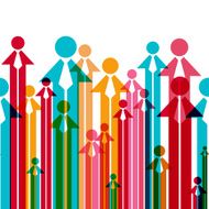 Printcolorful seamless background with men and arrows vector illustration